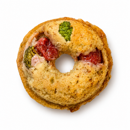 ブロッコリー×イチゴ×ホワイトチョコのお米と野菜の焼きドーナツ（グルテンフリー・動物性食品不使用）
